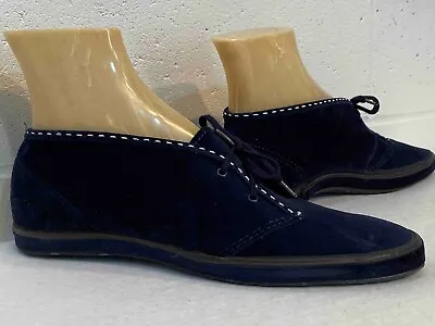 KEDS 8.5 N NOS Vtg  70s Shoe BLUE Velvet Velour ANKLE BOOTIE Flat Boot Sneaker • $67.43