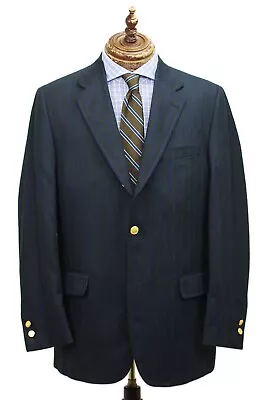 J. Press Navy/Green Rowing Boating Regatta Stripe Silk Linen Wool Blazer 40 R • $174.99