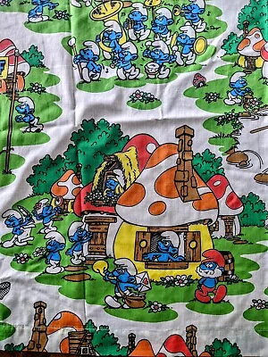 £34.77 • Buy Vintage 80s Smurfs Bed Sheet Set Twin Flat & Fitted 