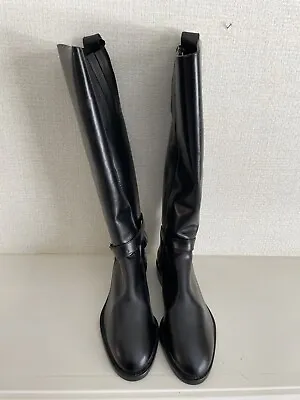 NINE WEST Women's Black Leather Knee High Boots Size 9 M • $15