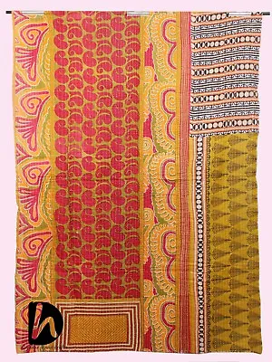 Kantha Quilt Cotton Blanket Hippie Coverlet Vintage Gudari Single Size Bedspread • $39.80