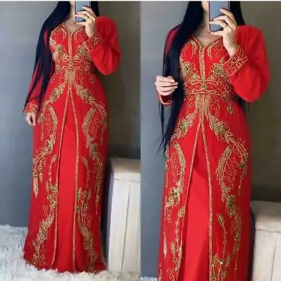Sale !! African Dress Fancy Abaya Dubai Formal Beaded Moroccan Kaftan For Women • $78.75