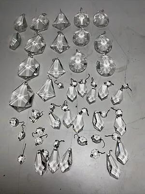 Lot 41 Prisms Vintage Chandelier Lamp Glass Parts Pendant Large Crystal Chains • $99.99