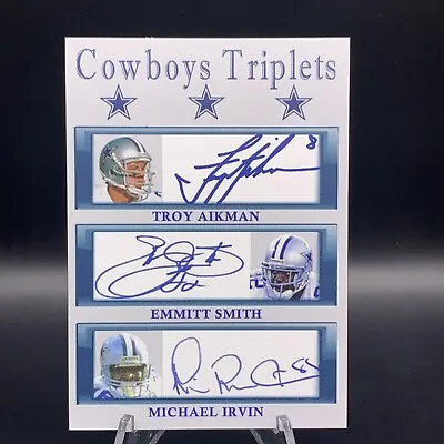 Troy Aikman - Emmitt Smith - Michael Irvin | Dallas Cowboys Facsimile Autograph • $5.94