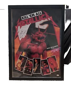 Metallica X4 Cliff Burton Hetfield Kirk & Lars Signed Kill 'em All Poster Jsa!! • $6495