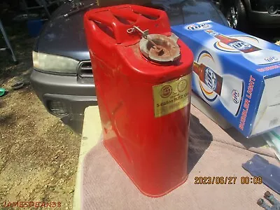 Vintage 5 Gallon Blitz Metal Gas Can Red Jerry Can USMC 20-5-83 Metal Screw Cap • $59.99