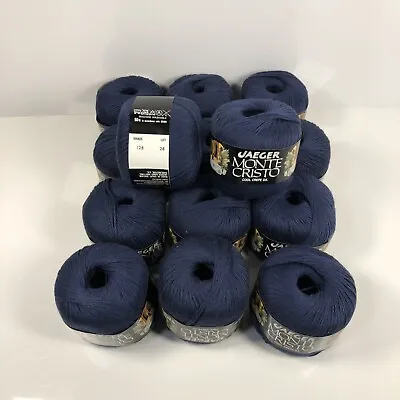 14x 50g BALLS Of JAEGER MONTE CRISTO COOL CREPE DK Navy Blue Shade 128 • £34.99