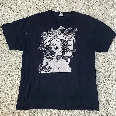 Vintage Medusa Black T-shirt  Rock Metal Snake Monster Halloween XL • $18.99