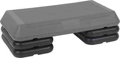 28.5  Aerobic Step Adjustable Exercise Aerobic Stepper Platform W/ 4 Risers Gray • $35.58