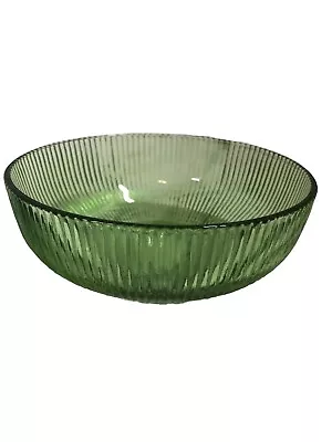 Vintage E.O BRODY CO. 6  Green Ribbed Glass Bowl Cleveland OH Made In USA • $6.99