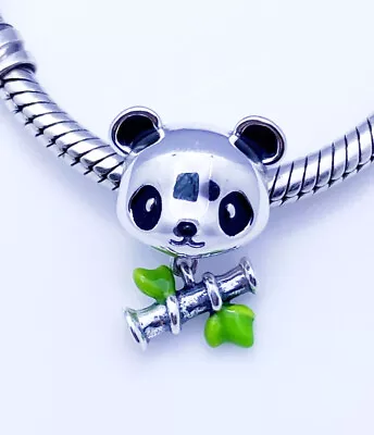 💖 Cute Panda Bear With Bamboo Charm Bead Animal Genuine 925 Sterling Silver 💖 • £17.99