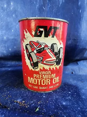 Very Rare GVT Miami Florida Paper Motor Oil Quart Can With Race Car. Nice Shape • $175