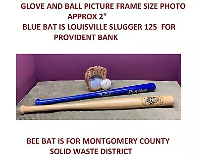 2 Mini Bats-louisville Slugger's  16  Blue & Bee Bat 18  Plus Glove/ball Frame • $18.99