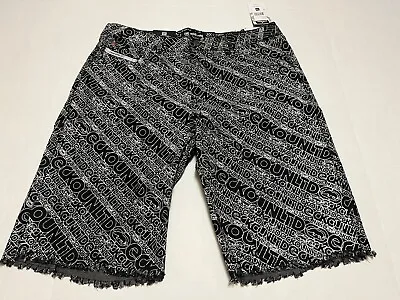 Brand New Ecko Unltd Baggy Jean Shorts Black All Over Logo Size 36 • $19.60