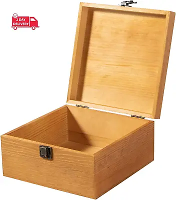 Vintage Wooden Storage Box Container With Hinged Lid And Front Clasp 7.7'' X 7. • $28.18