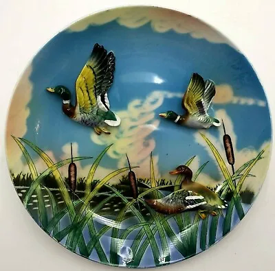 £24.55 • Buy Large 11  Vintage  3-D Flying Mallard Ducks Plate Plaque Wall Hanging Decor