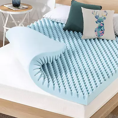 4 Inch Egg Crate Memory Foam Mattress Topper With Cooling Gel Infusion Certipur • $114.88