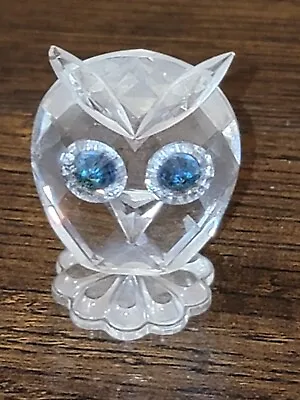 VINTAGE  OWL Crystal FIGURINE Blue Eyes Mini • $14.99
