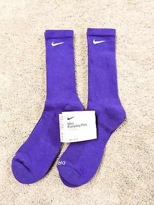 $17.93 • Buy LOT Of 2! Nike Everyday Dri-Fit Plus Cushioned Crew Socks Mens Large 8-12 Purple