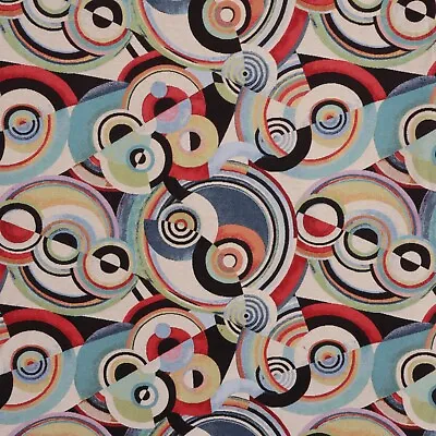 Kandinsky Woven Tapestry Fabric 140cm Geometric Jacquard Upholstery Curtains • £1.99