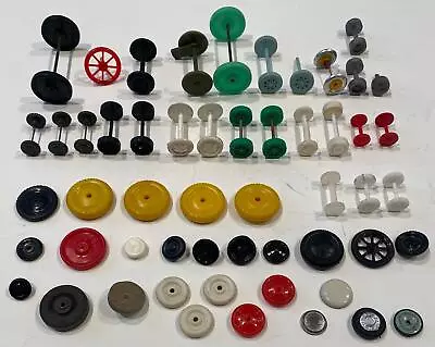 Big Lot Of Vintage Plastic Wooden & Metal Wheels For 1950's-1960's Toy Cars • $9.98