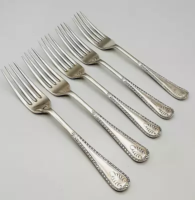 5 Antique Daniel & Arter Burmaroid Silver? Plated Dessert Forks - Gadrooned Edge • £8.99