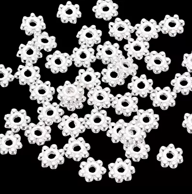 250 X Bright Silver Plated 4mm Daisy/Flower Spacer Bead Make Jewellery FREE POST • £2.45