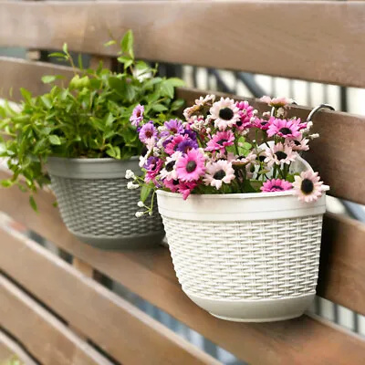 $15.39 • Buy Fence Hanging Planter Plant Flowers Pots Handmade Rattan Home Garden Wall Basket