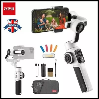 Zhiyun Smooth 5S White Combo Smartphone Gimbal W/ Magnetic Fill Light For IPhone • £159