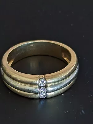 Mens Wedding Ring Three .15 Carat/ea Diamond Inset 24 Carat Gold • $850