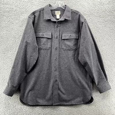 L.L Bean Shirt Adult Large Reg Gray Button Up Flannel Long Sleeve Outdoors Men's • $24.23