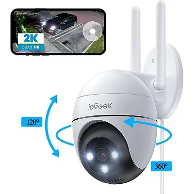 IeGeek Outdoor 2K PTZ Security Camera 360° Wifi CCTV System Home IP CameraUK • £31.99