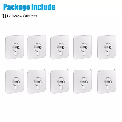 10/20/30Pcs No-Punch Screws Attach Heavy Duty Suspension Transparent Screw Hooks • $7.99