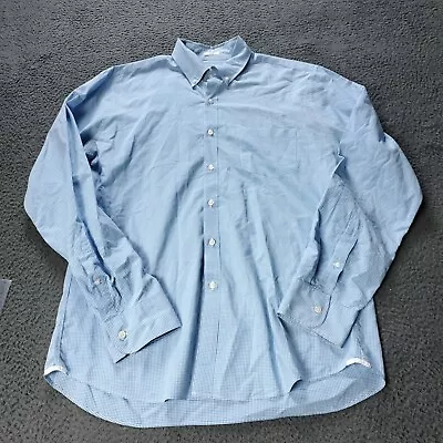 J. Crew Slim Button Shirt Cotton Blue Check Long Sleeve Mens Size L Large • $15.10