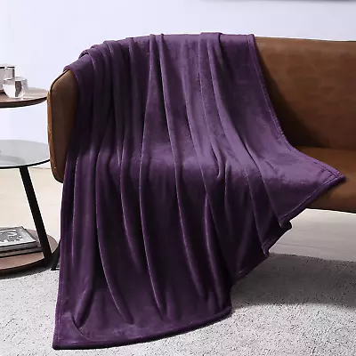 Twin Purple Throw Blanket Microfiber Flannel Blanket 60 L X 50 W Assorted Colors • $25.96