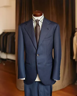 Men 3-Piece Pinstripe Navy Blue Classic Suits Gentleman Elegant Formal Occasion • $108.89