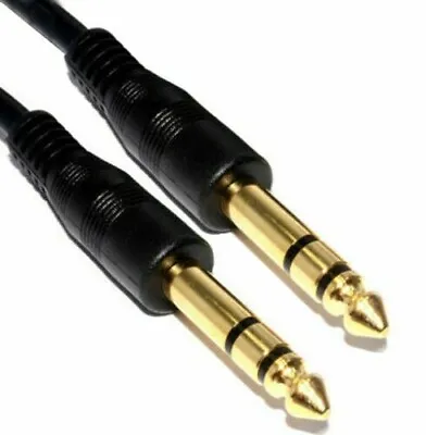 6.35mm Stereo Jack To Jack Cable 1/4  6.3mm Lead 1m 2m 3m 5m 10m • £3.99