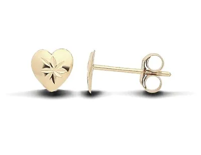 9ct Gold Heart Stud Earrings - UK Made - Solid 9k Gold • £16.95