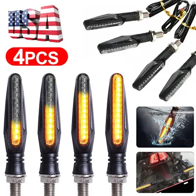 4x Flowing LED Motorcycle Turn Signals Light Blinker Indicator Tail Lights Amber • $11.90