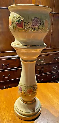 Rare 27  Tall Cercapia Ceramic Hand Painted Jardiniere Planter & Stand • £395