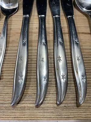 Vintage MCM Flatware Stainless Atomic Starburst NS CoJapan Knives Forks Spoon • $12