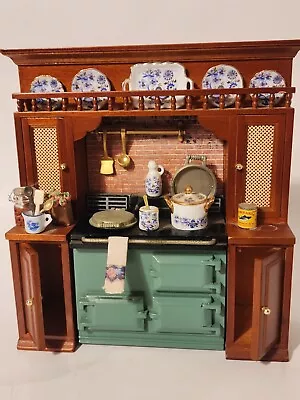 $145 • Buy VTG Reutter  Dollhouse Miniature Wood Kitchen Cabinet Hutch W/ Stove Germany 