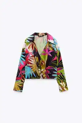 £25.99 • Buy Zara Satin Tropical Print Blouse Shirt Top Size XS BNWT
