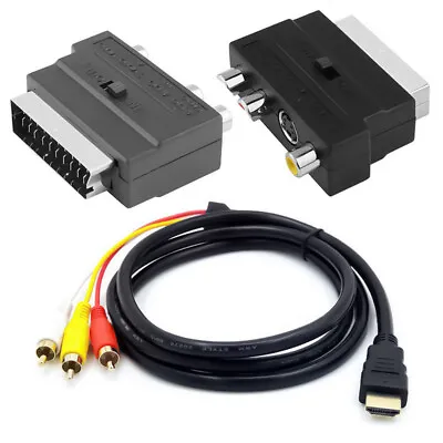 £4.40 • Buy 1080P HDMI Male S-video To 3 RCA AV Audio Cable W/ SCART To 3RCA Phono Adapter *