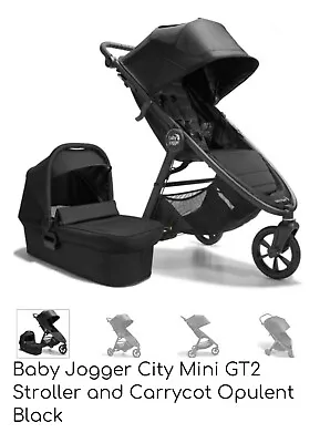 Baby Jogger City Mini GT2 Pushchair - Black (2149112) With Newborn Bassinet • £550
