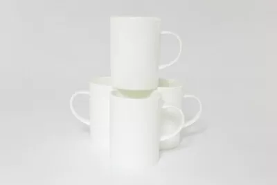  Stylish Set Of 4 Plain White Bone China Contemporary Mugs • £19.95