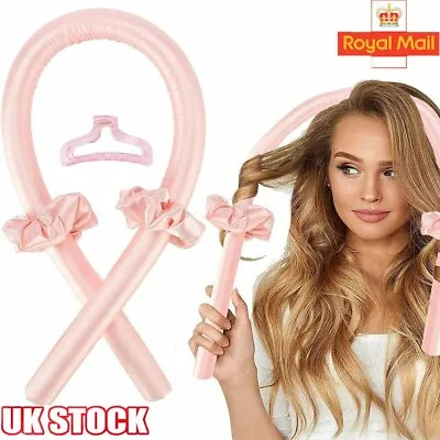 Women Girl Silk Ribbon Hair Curler Heatless Curling Rod Head Band Wave Former.   • £5.29