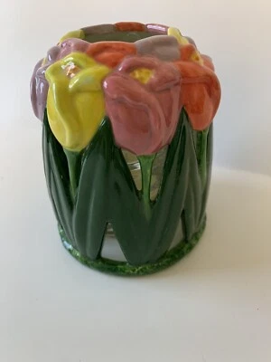 $12 • Buy Springtime Tulip Tea-light  Cover  & Glass Tea-light  Holder/New Candle Set