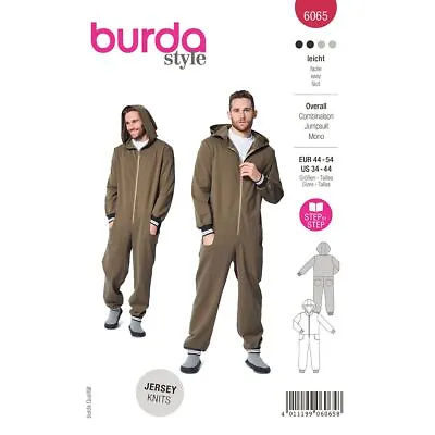 BURDA 6065 MEN'S ONE-PIECE OR JUMPSUIT Sewing Pattern Sizes 34 - 44  Skill  EASY • £9.25