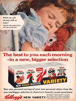 Vintage Print Ad -1960 Kellogg's Variety Pack Cereal • $12